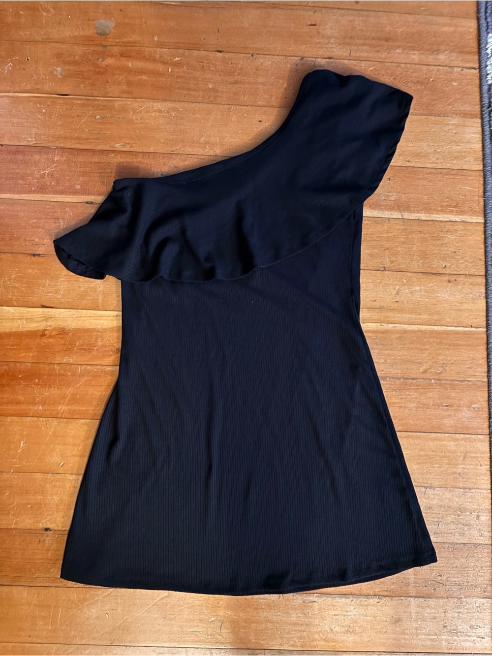Women’s One-Shoulder Black Ruffle Dress